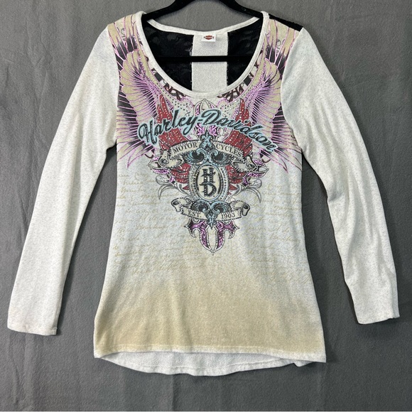 Harley-Davidson Tops - Harley Davidson Lace Back women's long sleeve Medium